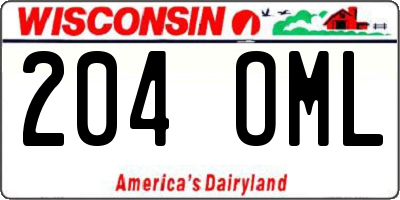 WI license plate 204OML