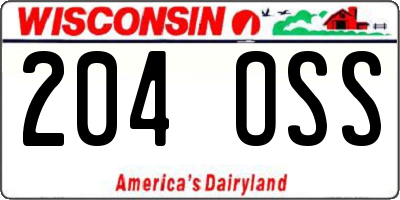 WI license plate 204OSS