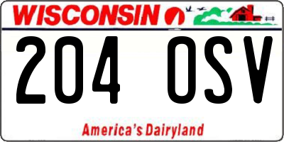 WI license plate 204OSV