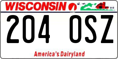 WI license plate 204OSZ