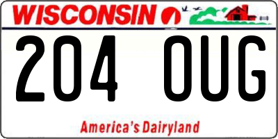 WI license plate 204OUG