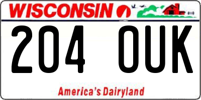 WI license plate 204OUK