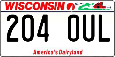 WI license plate 204OUL