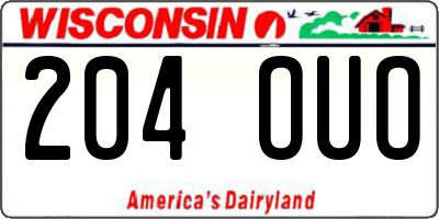 WI license plate 204OUO