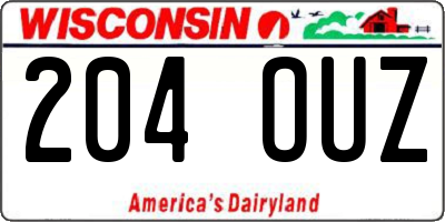 WI license plate 204OUZ