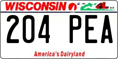 WI license plate 204PEA