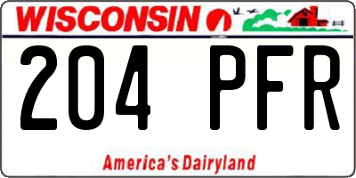 WI license plate 204PFR