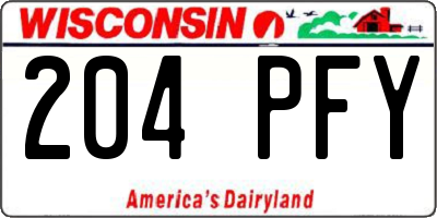 WI license plate 204PFY