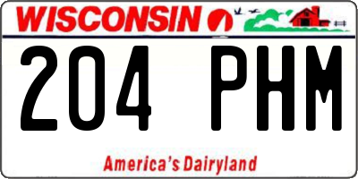 WI license plate 204PHM