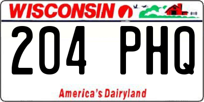 WI license plate 204PHQ