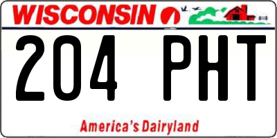 WI license plate 204PHT