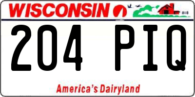 WI license plate 204PIQ
