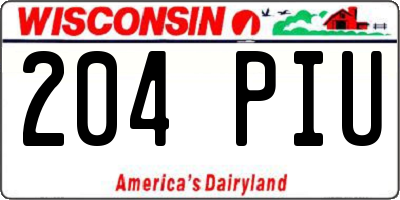 WI license plate 204PIU