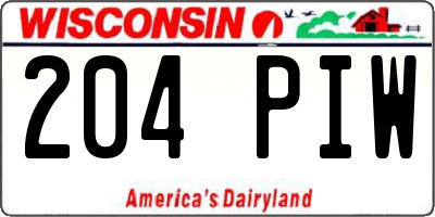 WI license plate 204PIW