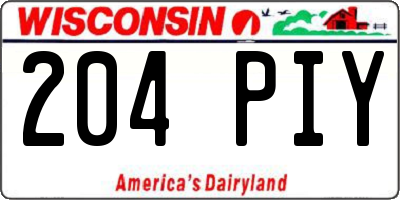 WI license plate 204PIY
