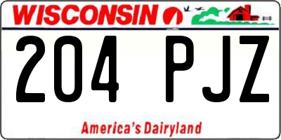 WI license plate 204PJZ