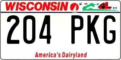WI license plate 204PKG