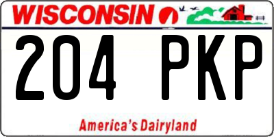 WI license plate 204PKP
