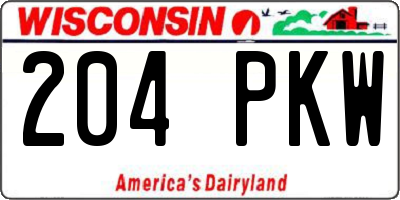 WI license plate 204PKW