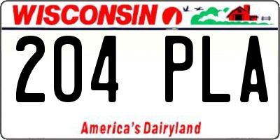 WI license plate 204PLA