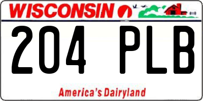 WI license plate 204PLB
