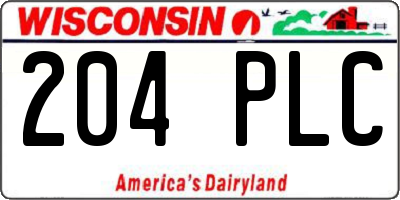 WI license plate 204PLC