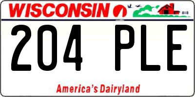 WI license plate 204PLE