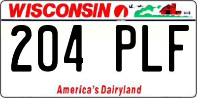 WI license plate 204PLF