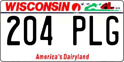 WI license plate 204PLG