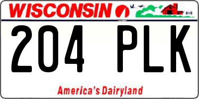 WI license plate 204PLK
