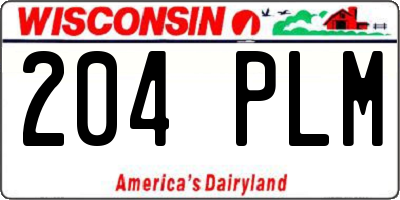 WI license plate 204PLM