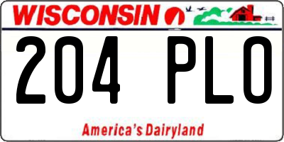 WI license plate 204PLO
