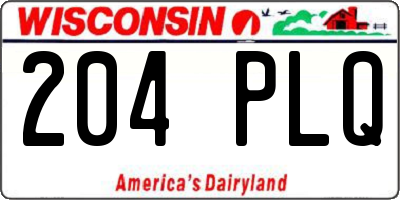 WI license plate 204PLQ