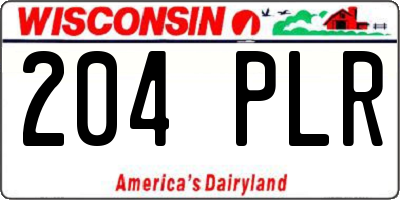 WI license plate 204PLR