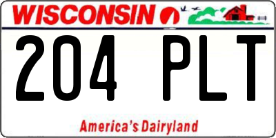 WI license plate 204PLT