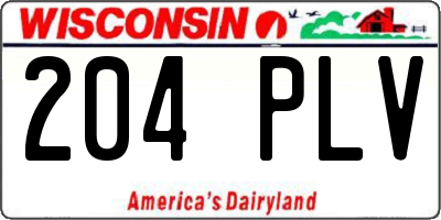 WI license plate 204PLV