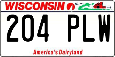 WI license plate 204PLW