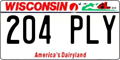 WI license plate 204PLY
