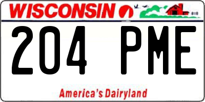 WI license plate 204PME