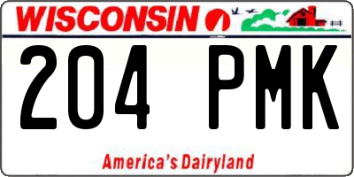 WI license plate 204PMK