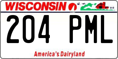 WI license plate 204PML