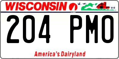 WI license plate 204PMO