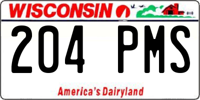 WI license plate 204PMS