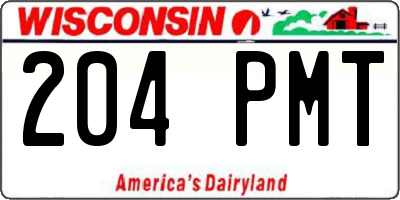 WI license plate 204PMT