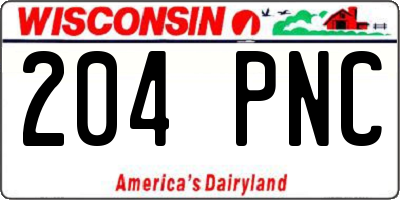 WI license plate 204PNC