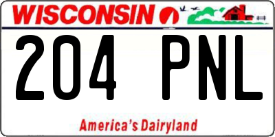 WI license plate 204PNL