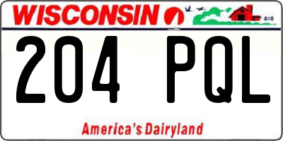 WI license plate 204PQL