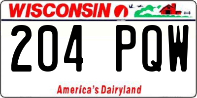 WI license plate 204PQW