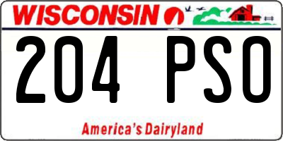 WI license plate 204PSO