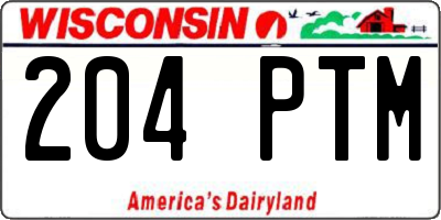 WI license plate 204PTM